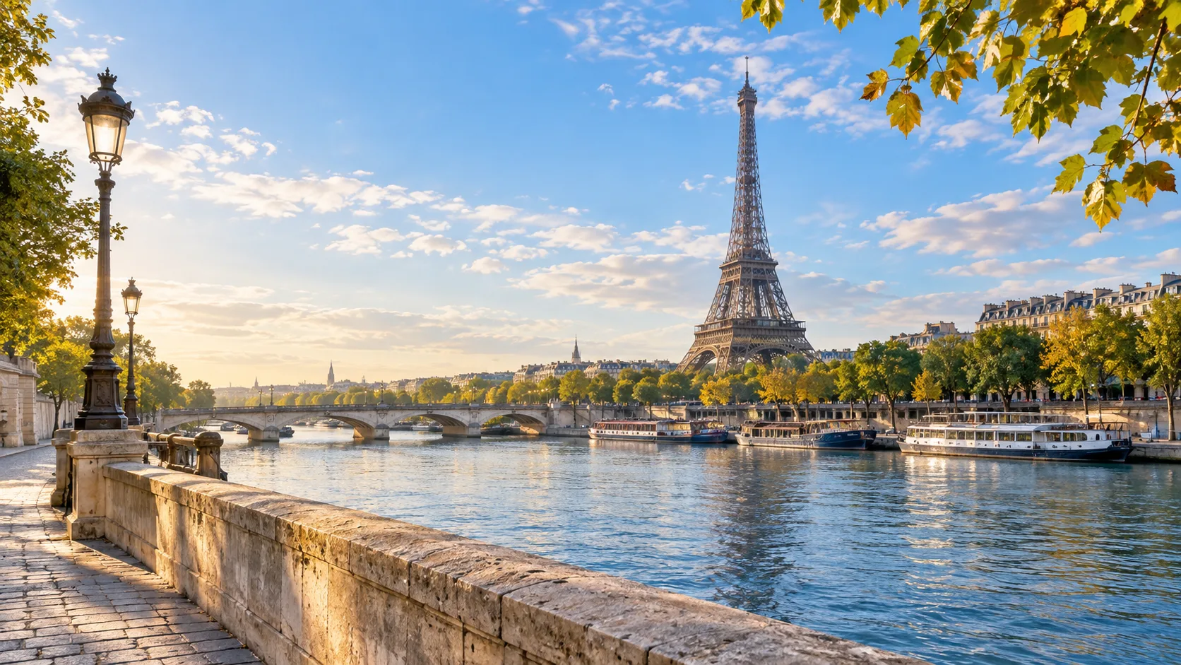 Paris and the Seine at evening, illustrative destination image